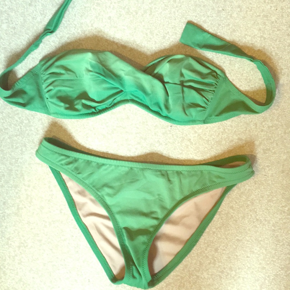 Green J.Crew strapless bikini